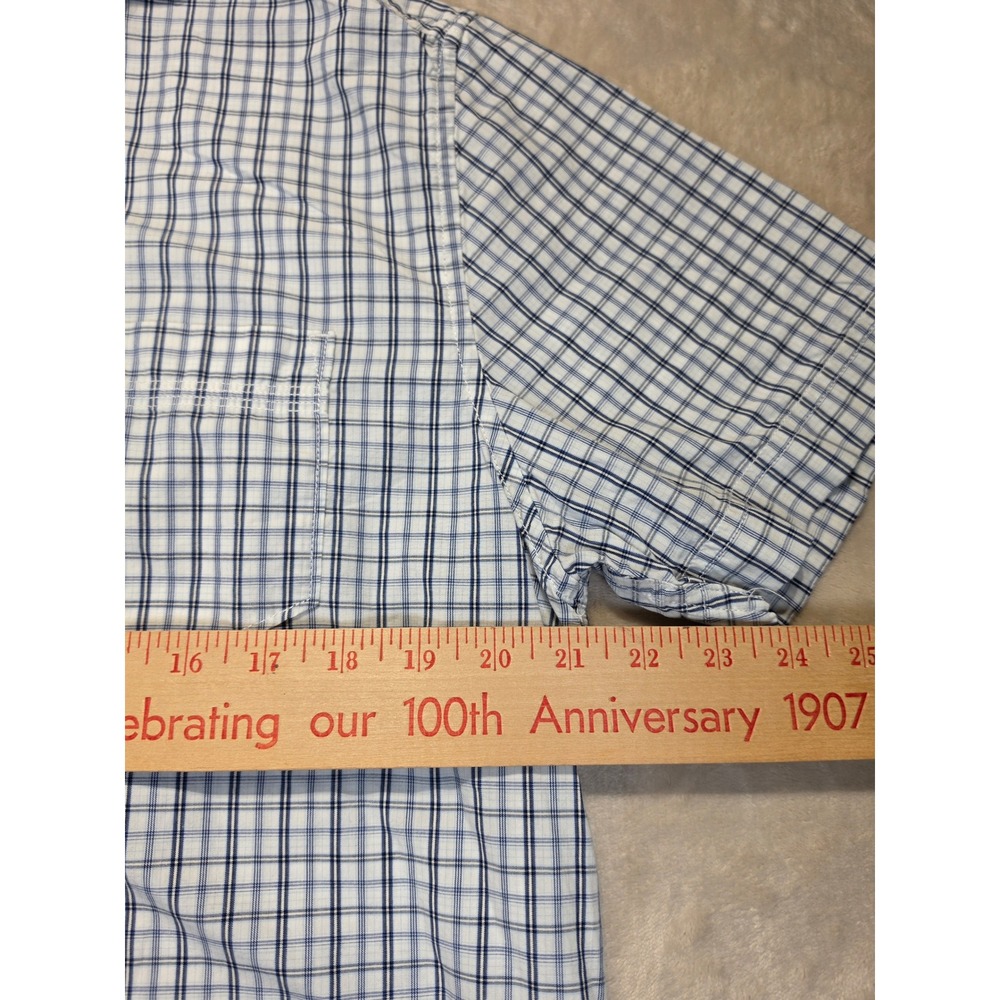 Timberland Mens Plaid Short Sleeve Button Down Shirt Blue White Sz M‎ - Picture 7 of 7
